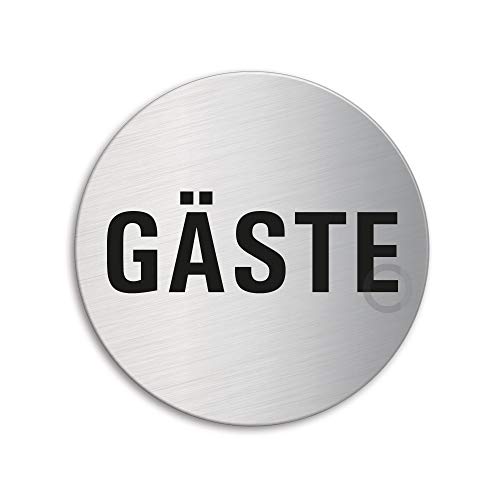 Schild Gäste Ø 75 mm Türschild aus Edelstahl fein-matt gebürstet selbstklebend 39178 Schild Gäste Ø 75 mm Türschild aus Edelstahl fein-matt gebürstet selbstklebend 39178 von OFFORM DESIGN