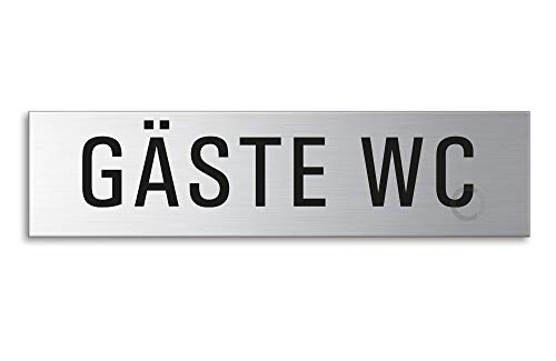 Schild Gäste WC 160x40 mm Türschild aus Edelstahl fein-matt gebürstet selbstklebend Nr.8386 von OFFORM DESIGN