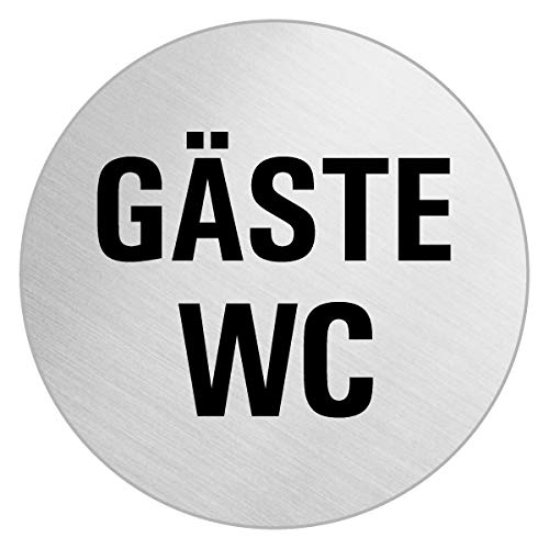 Schild Gäste WC Türschild aus Edelstahl Ø 100 mm selbstklebend Nr.7532 von OFFORM DESIGN