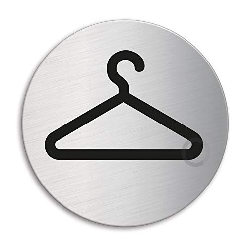 Schild Garderobe Türschild aus Edelstahl Ø 100 mm selbstklebend Nr.7510 von OFFORM DESIGN