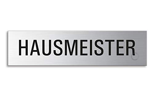 Schild Hausmeister 160 x 40 mm Türschild aus Edelstahl fein-matt gebürstet selbstklebend 8641 von OFFORM DESIGN