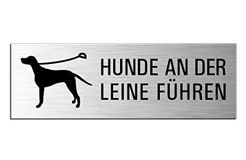 Schild Hunde an der Leine führen Türschild 240 x 80 mm Aluminium selbstklebend Nr.25075-S von OFFORM DESIGN