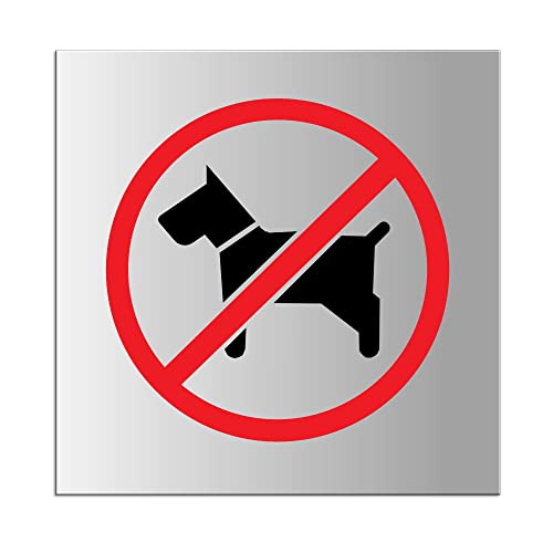Schild Hunde verboten | XL Hinweisschild aus Aluminium silber-matt eloxiert 200x200 mm selbstklebend | Nr.44039-E von OFFORM DESIGN
