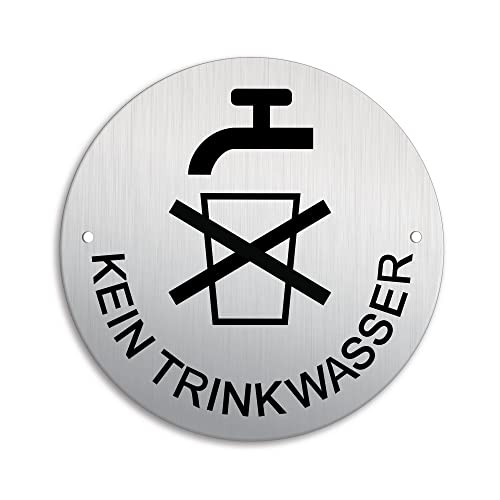 Schild Kein Trinkwasser Ø 100 mm Aluminiumschild Edelstahloptik gelocht Nr.53209-L von OFFORM DESIGN