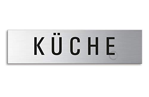 Schild Küche 160x40 mm Türschild aus Edelstahl fein-matt gebürstet selbstklebend Nr.10167 von OFFORM DESIGN