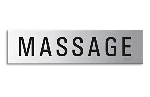 Schild Massage Türschild aus Edelstahl 160x40 mm fein-matt gebürstet selbstklebend Nr.8419 von OFFORM DESIGN