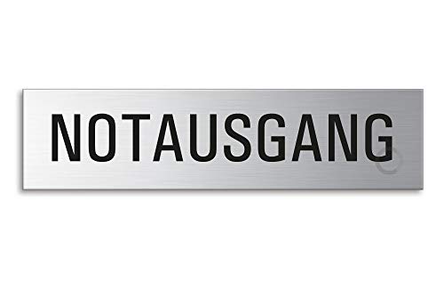 Schild Notausgang 160x40 mm Türschild aus Edelstahl fein-matt gebürstet selbstklebend Nr.10173 von OFFORM DESIGN