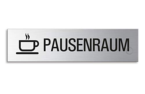 Schild - Pausenraum | Türschild aus Edelstahl 160x40 mm selbstklebend Ofform Design Nr.27341 von OFFORM DESIGN