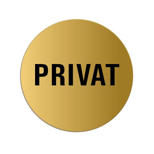 Schild Privat Ø 75 mm Türschild aus Aluminium matt-gold eloxiert selbstklebend 8516-M von OFFORM DESIGN