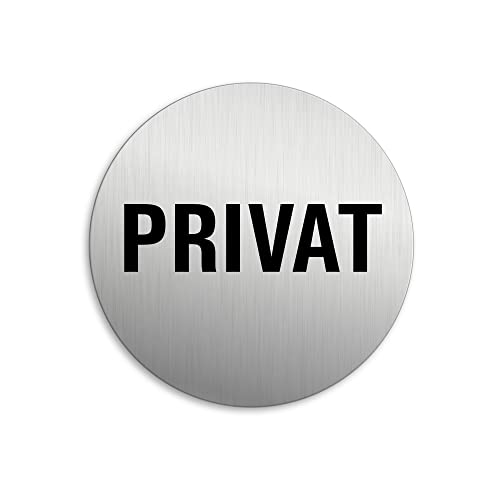 Schild - Privat Ø 75 mm Aluminiumschild Edelstahloptik Nr.8516-K von OFFORM DESIGN