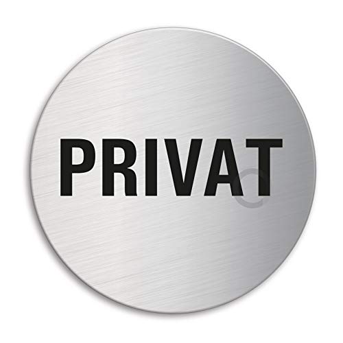 Schild - Privat | Türschild aus Edelstahl Ø 100 mm selbstklebend | Original Ofform Design Nr.7538 von Ofform - Sign Ø 100 mm