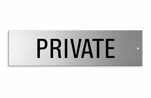 Schild Private gebürstetes Aluminium, 150 x 40 mm (2 vorgestanzte Löcher) von OFFORM DESIGN
