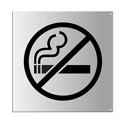 Schild Rauchen verboten | XL Hinweisschild aus Aluminium silber-matt eloxiert 200x200 mm 4-fach gelocht | Nr.44021-EL von OFFORM DESIGN