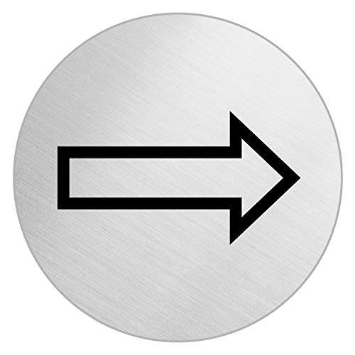 Schild - Richtungspfeil -Wegweiser | Türschild aus Edelstahl Ø 100 mm selbstklebend | Original Ofform Design Nr.7527 von OFFORM DESIGN