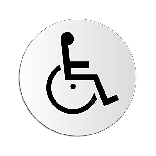 Schild Rollstuhl barrierefrei Aluminiumschild Ø 100 mm Hintergrund lichtgrau UV-beständig außengeeignet selbstklebend Nr.53163 von OFFORM DESIGN