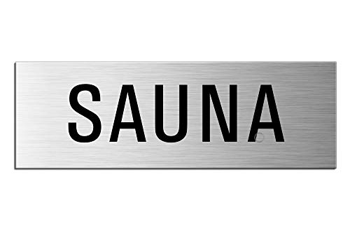Schild Sauna Türschild 240 x 80 mm Türschild Aluminium selbstklebend Nr.26032-S von OFFORM DESIGN
