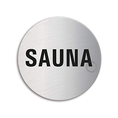 Schild Sauna Türschild aus Edelstahl Ø 75 mm selbstklebend Nr.8523 von OFFORM DESIGN
