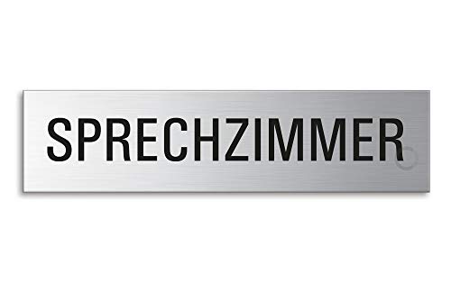 Schild Sprechzimmer 160x40 mm Türschild aus Edelstahl fein-matt gebürstet selbstklebend Nr.8415 von OFFORM DESIGN