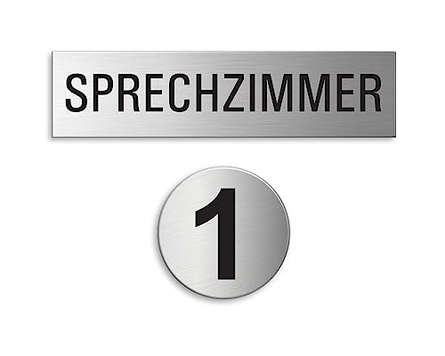 Schild Sprechzimmer No.1 Praxisschilder-Set 160x40 mm + Ø 60 mm aus Edelstahl von OFFORM DESIGN