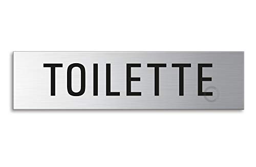 Schild Toilette 160x 40 mm Türschild aus Edelstahl fein-matt gebürstet selbstklebend Nr.27339 von OFFORM DESIGN