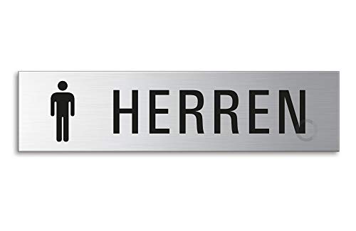 Schild Toilette Herren 160x40 mm Toilettenschild aus Edelstahl fein-matt gebürstet selbstklebend Nr.8383 von OFFORM DESIGN
