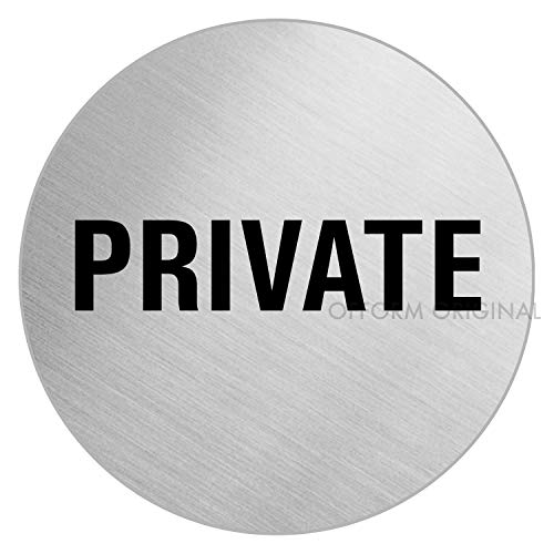 Schild Türschild Private Edelstahlschild selbstklebend Ø 60 mm Nr.7127 von OFFORM DESIGN