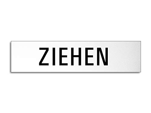 Schild Türschild-Ziehen Melamin weiß beschichtet Text schwarz selbstklebend 160 x 40 mm Nr.27070-MW von OFFORM DESIGN
