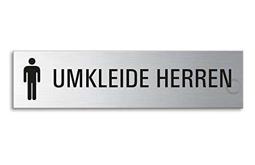 Schild Umkleide Herren 160x40 mm Türschild aus Edelstahl fein-matt gebürstet selbstklebend Nr.10157 von OFFORM DESIGN