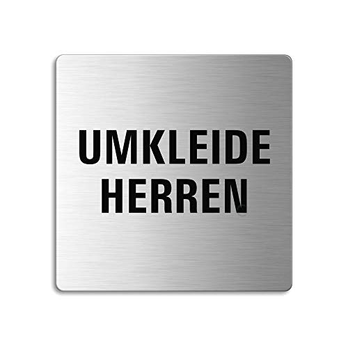 Schild Umkleide Herren 85x85 mm Türschild aus Edelstahl fein-matt gebürstet selbstklebend 48122 von OFFORM DESIGN