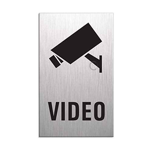 Schild Video Türschild Videoüberwachung videoüberwacht Aluminium 100 x 60 mm | Nr.44683-S von OFFORM DESIGN