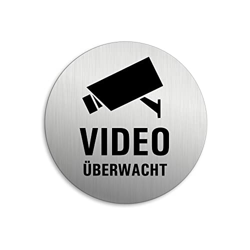 Schild - Video überwacht Ø 75 mm Aluminiumschild Edelstahloptik Nr.39226-K von OFFORM DESIGN