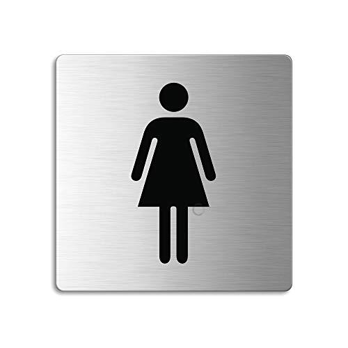 Schild WC Damen 85x85 mm Toilettenschild aus Edelstahl selbstklebend Nr.8926 von OFFORM DESIGN
