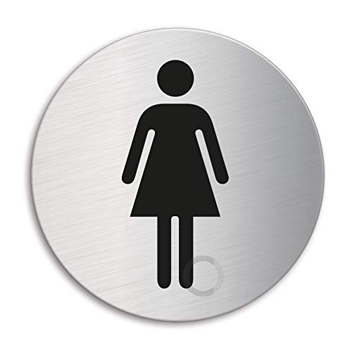 Schild WC Damen Toilettenschild aus Edelstahl Ø 100 mm selbstklebend Nr.7702 von OFFORM DESIGN