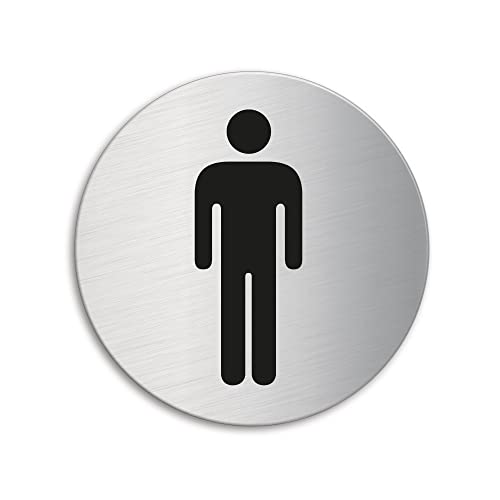 Schild WC Herren Ø 75 mm Türschild aus Edelstahl fein-matt gebürstet selbstklebend 8473 Schild WC Herren Ø 75 mm Türschild aus Edelstahl fein-matt gebürstet selbstklebend 8473 von OFFORM DESIGN