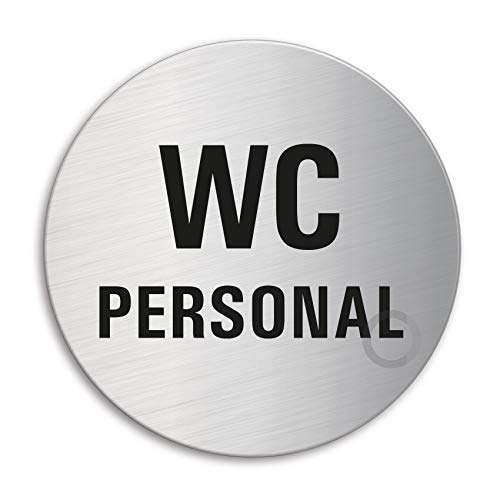 Schild WC Personal Türschild aus Edelstahl Ø 100 mm selbstklebend Nr.7717 von OFFORM DESIGN