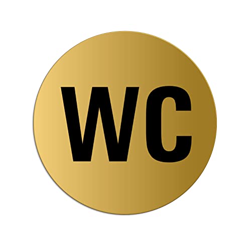 Schild WC Text Ø 75 mm Toilettenschild Aluminium matt-gold eloxiert Nr.39004-M von OFFORM DESIGN