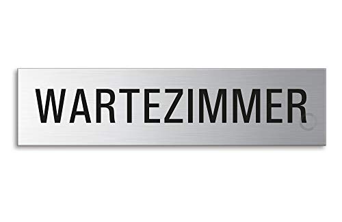 Schild Wartezimmer 160 x 40 mm Türschild aus Edelstahl fein-matt gebürstet selbstklebend Nr.8340 von OFFORM DESIGN