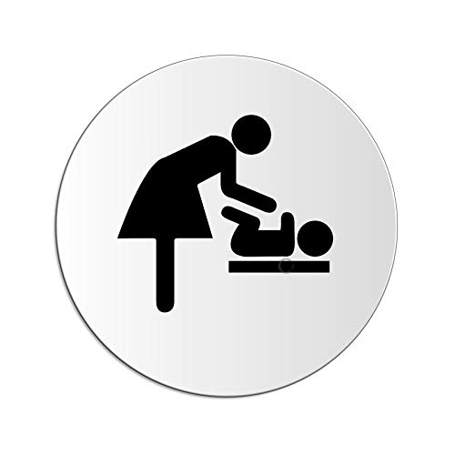Schild Wickelraum Aluminiumschild Ø 100 mm Hintergrund lichtgrau UV-beständig außengeeignet selbstklebend Nr.53166 von OFFORM DESIGN