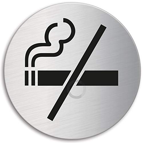 Schild - rauchen verboten | Türschild aus Edelstahl Ø 130 mm selbstklebend | Original Ofform Design Nr.6953 von OFFORM DESIGN