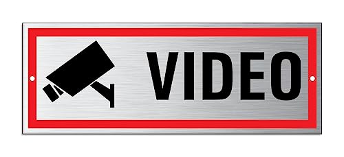 Schild videoüberwacht 175x65 mm Aluminium wetterfester Mehrfarbdruck 2-Fach gelocht von OFFORM DESIGN