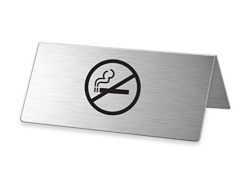 Tischaufsteller Rauchverbot 85x40 mm Tischschild aus Edelstahl Nr. 2656-1 von OFFORM DESIGN
