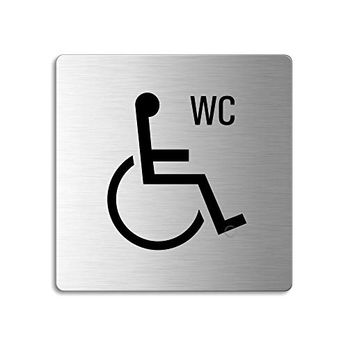 Toilettenschild Rollstuhl behindertengerecht WC Schild 85x85 mm selbstklebend Nr.8935 von OFFORM DESIGN