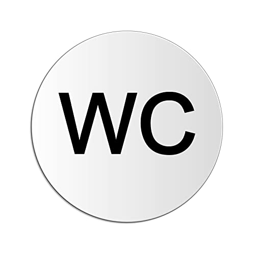 WC Toilettenschild Schild Toilete Ø 100 mm lichtgrau UV-beständig selbstklebend Nr.53160 von OFFORM DESIGN
