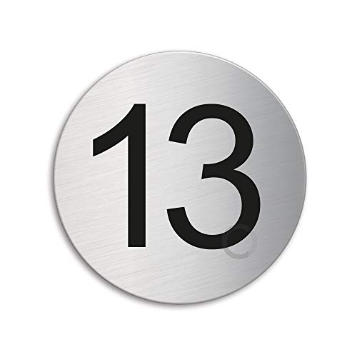 Türnummer 13 Zimmernummer Türschild aus Edelstahl Ø 75 mm selbstklebend Nr.40083 Türnummer 13 Zimmernummer Türschild aus Edelstahl Ø 75 mm selbstklebend Nr.40083 von OFFORM DESIGN