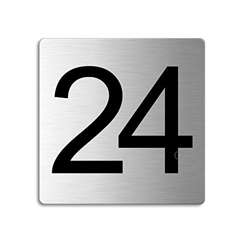 Türnummer 24 Zimmernummer Zahlen Schild aus Edelstahl 85×85 mm selbstklebend Nr.48324 von OFFORM DESIGN