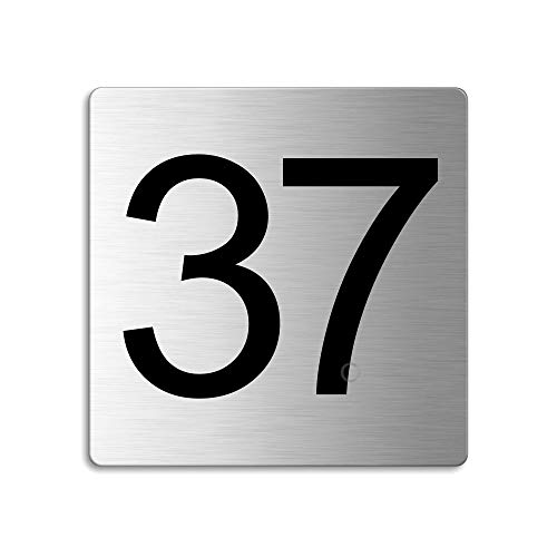 Türnummer 37 Zimmernummer Zahlen Schild aus Edelstahl 85×85 mm selbstklebend Nr.48337 von OFFORM DESIGN