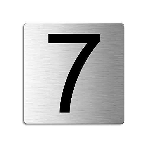 Türnummer 7 Zimmernummer Zahlen Schild aus Edelstahl 85×85 mm selbstklebend Nr.48307 von OFFORM DESIGN