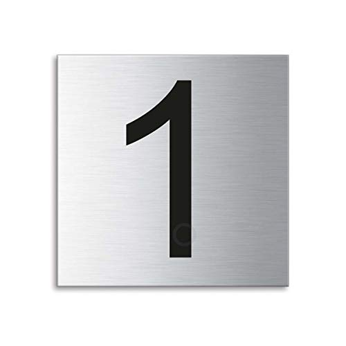 Türnummer Zahl 1 Edelstahl fein matt gebürstet 70x70 mm Nr.38086 von OFFORM DESIGN