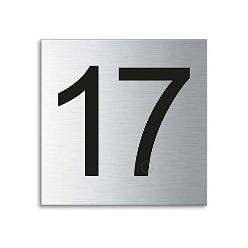 Türnummer Zahl 17 Edelstahl fein matt gebürstet 70x70 mm Nr.38174 von OFFORM DESIGN