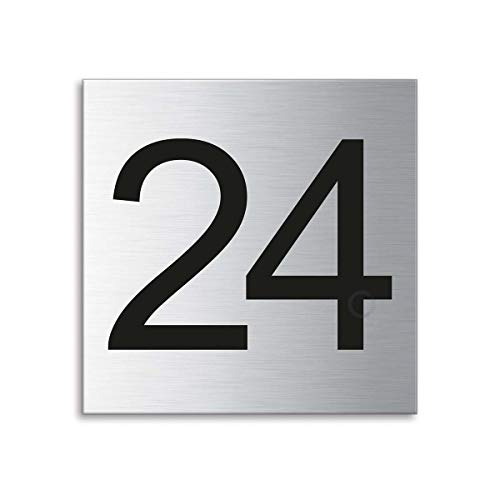 Türnummer Zahl 24 Edelstahl fein matt gebürstet 70x70 mm Nr.38181 von OFFORM DESIGN